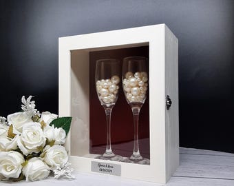 Personalized Wedding Day Shadow Box for Couples, Memory Keepsake Box for Bride and Groom, 5th Wooden Anniversary Gift for Married People,