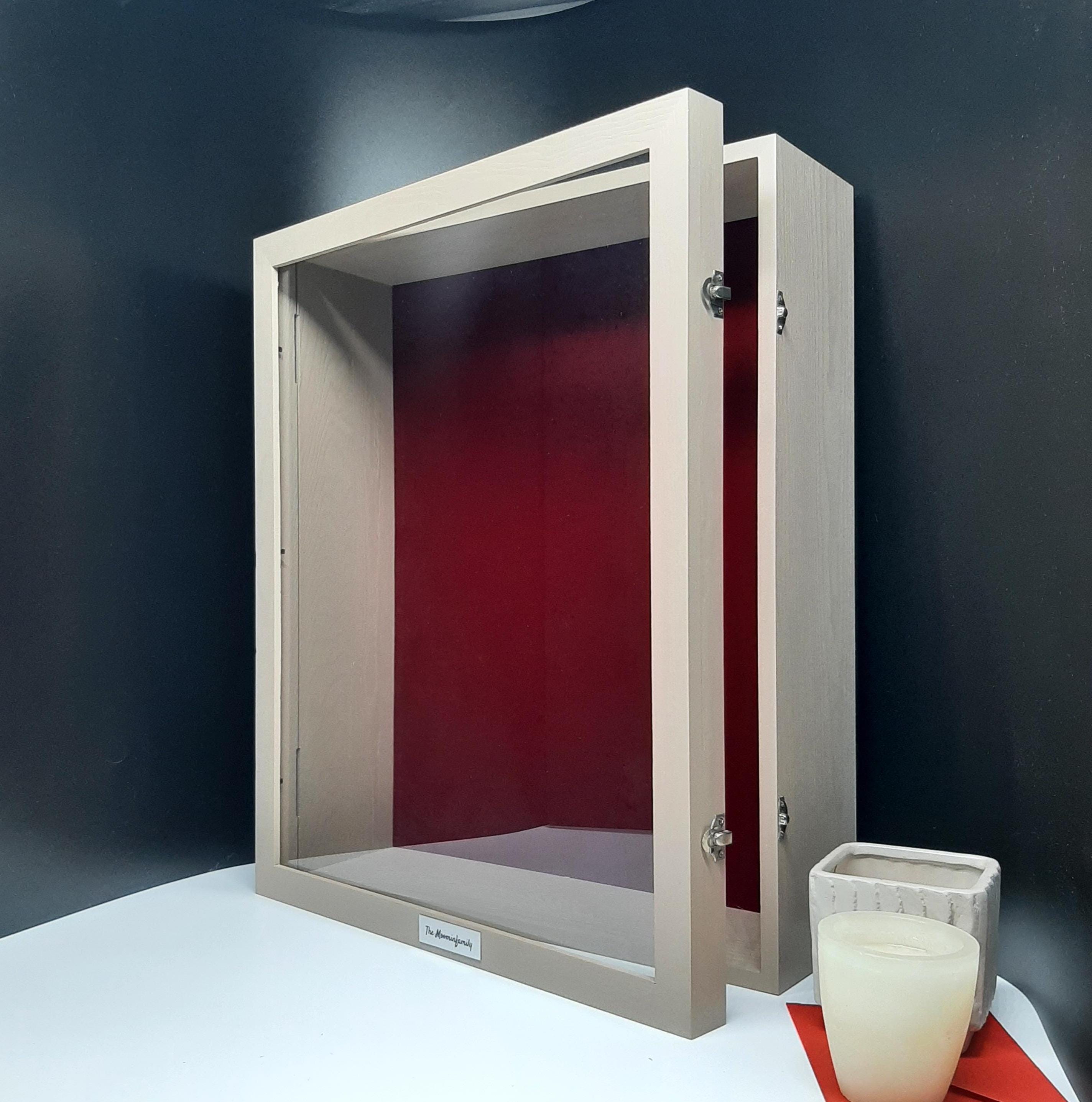 Large Extra Deep Shadow Box Frame Glass, Wooden Memory Box, Living Room ...
