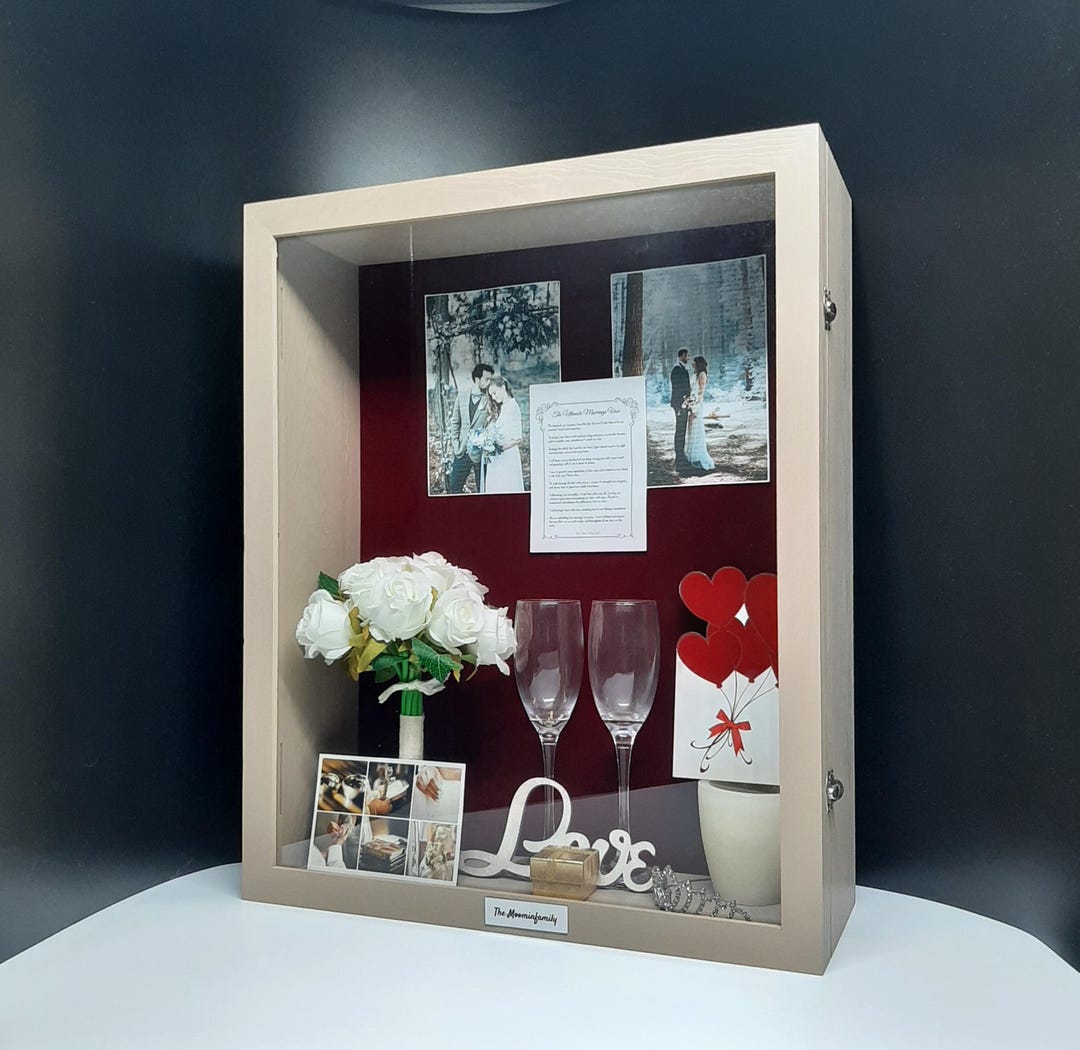 Large extra deep shadow box frame with glass memory box display case