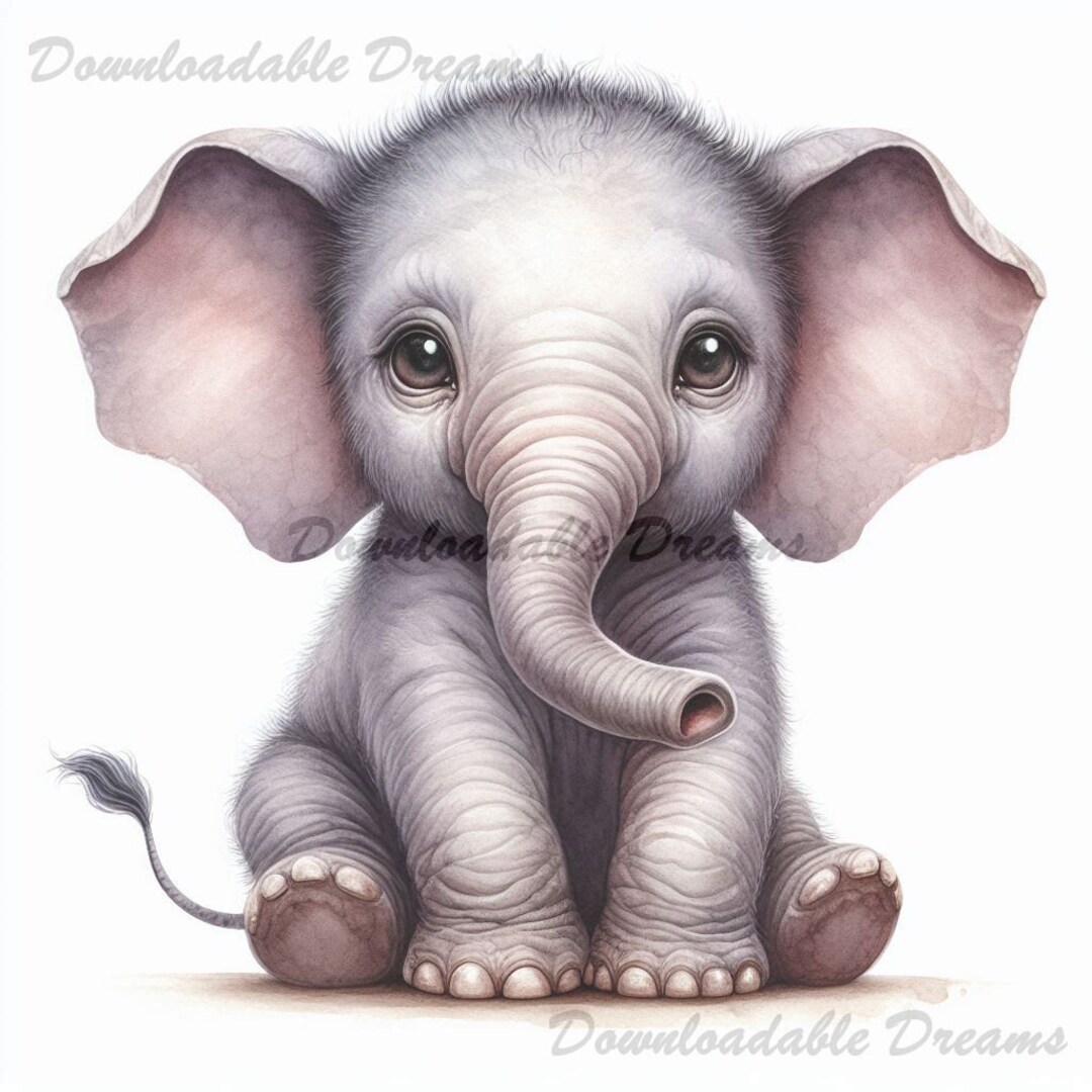 Baby Elephant Watercolor Clipart Bundle: Nursery Art (digital Download ...