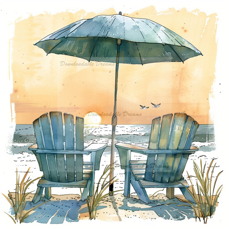 Adirondack Chair Beach Watercolor Clipart Bundle (digital Download) - Etsy