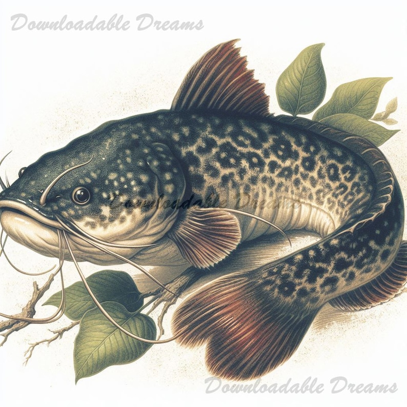 Watercolor Catfish Clipart Bundle: Aquatic Art Images (digital Download ...