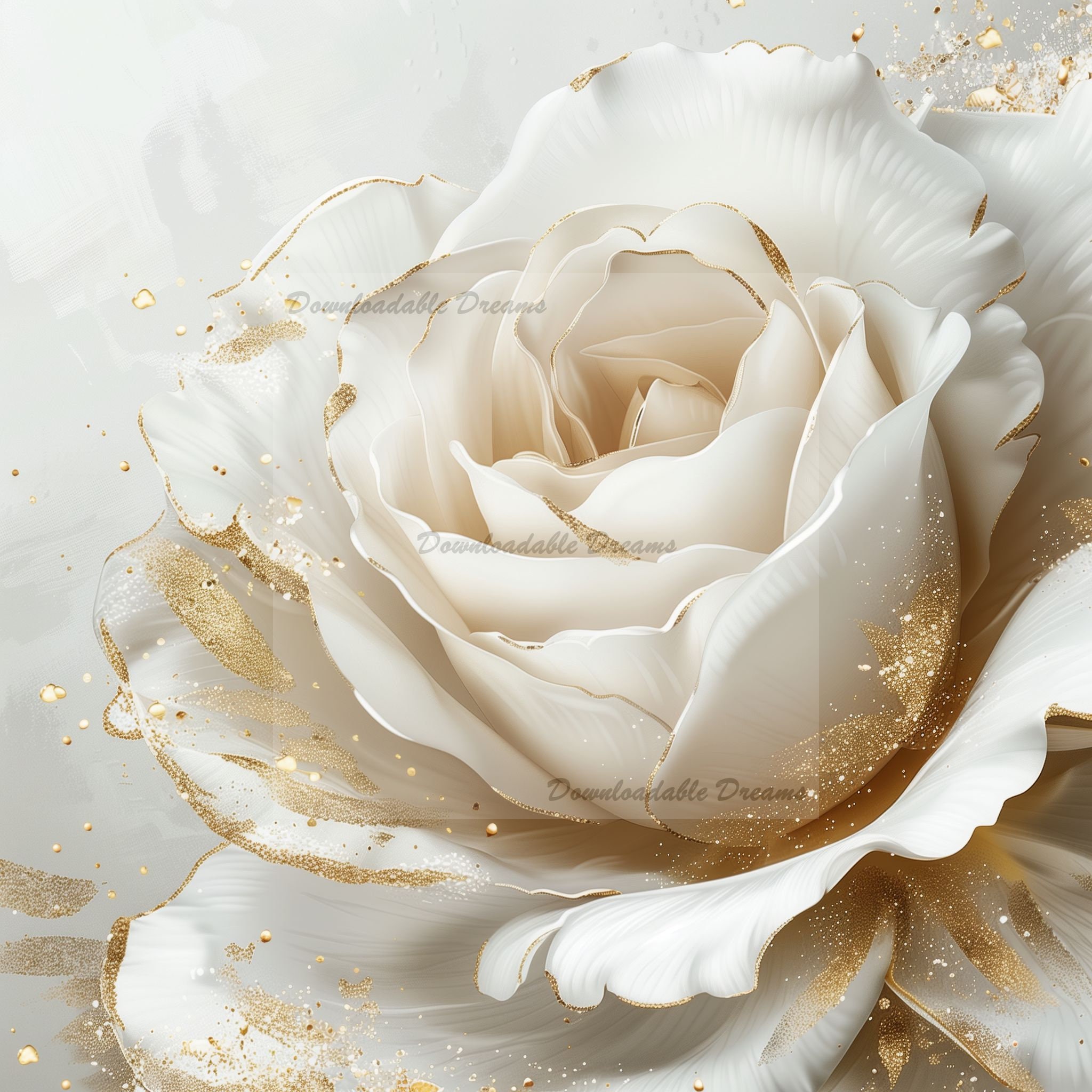 White Rose Gold Accents Watercolor Clipart Bundle (commercial Use) - Etsy, image size:2048x2048