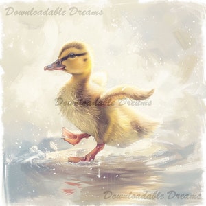 12 adorabili anatroccoli nella pozzanghera Pacchetto di clipart ad acquerello Scarica immagini di alta qualità Diritti commerciali Inviti Riviste Baby Duck