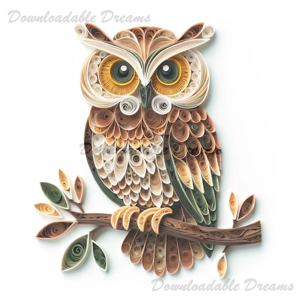 10 Quilled Owl Clipart Bundle Scrapbooking Kit Invitations Journals Bird On Branch Quill Arts Quilling Crafting Pattern Example Art Owls