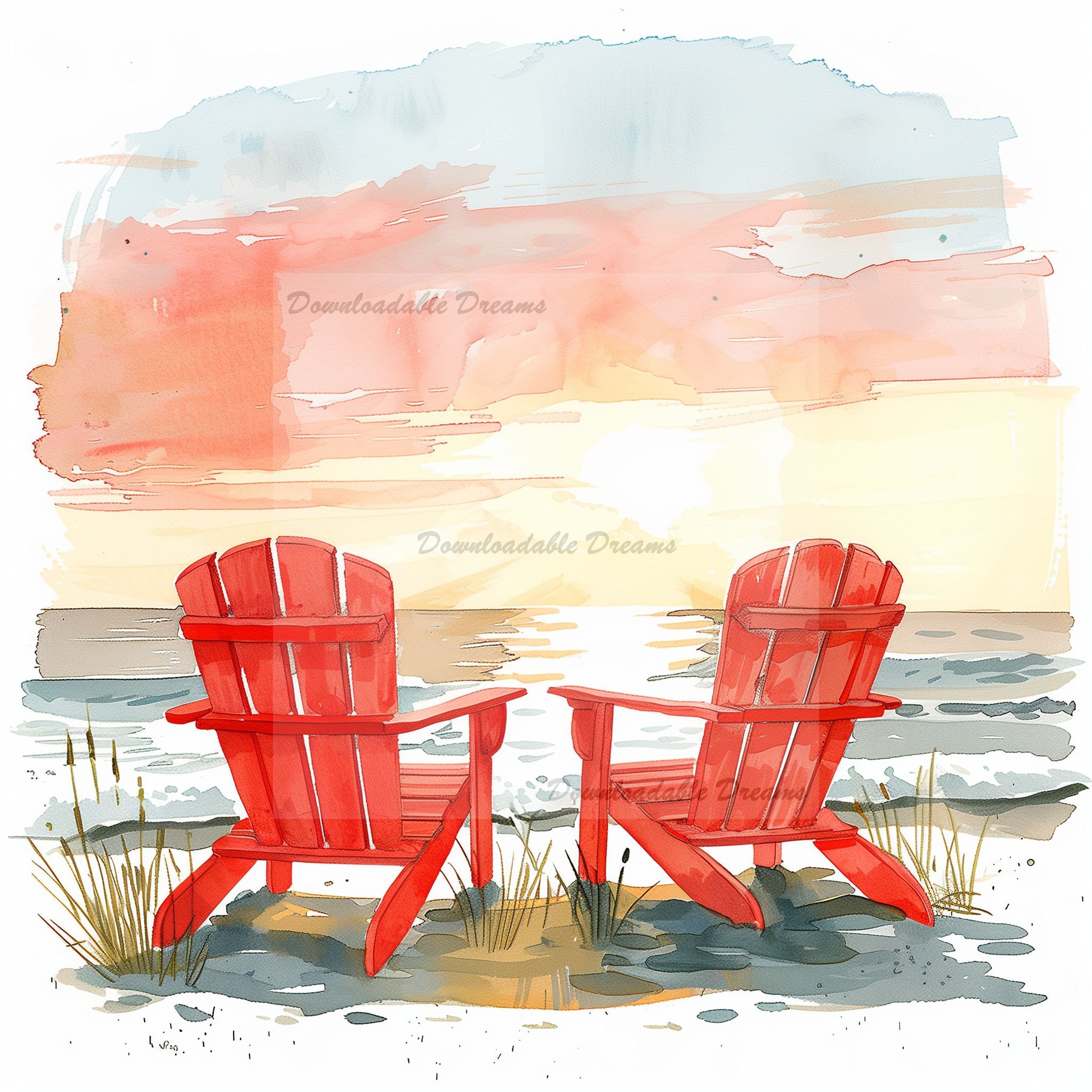Adirondack Chair Beach Watercolor Clipart Bundle (digital Download) - Etsy