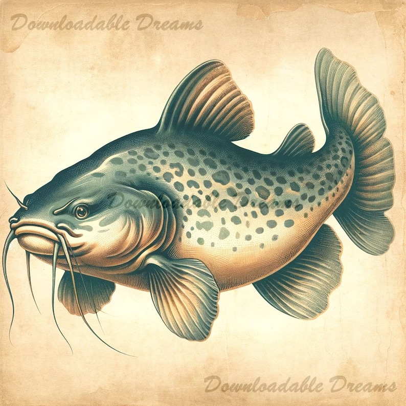 Watercolor Catfish Clipart Bundle: Aquatic Art Images (digital Download ...