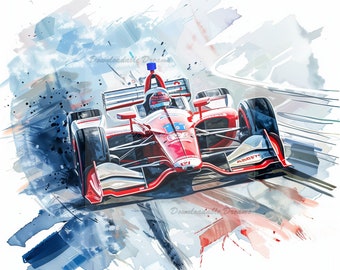 Indianapolis 500 Watercolor Clipart Bundle: Racing Car Art