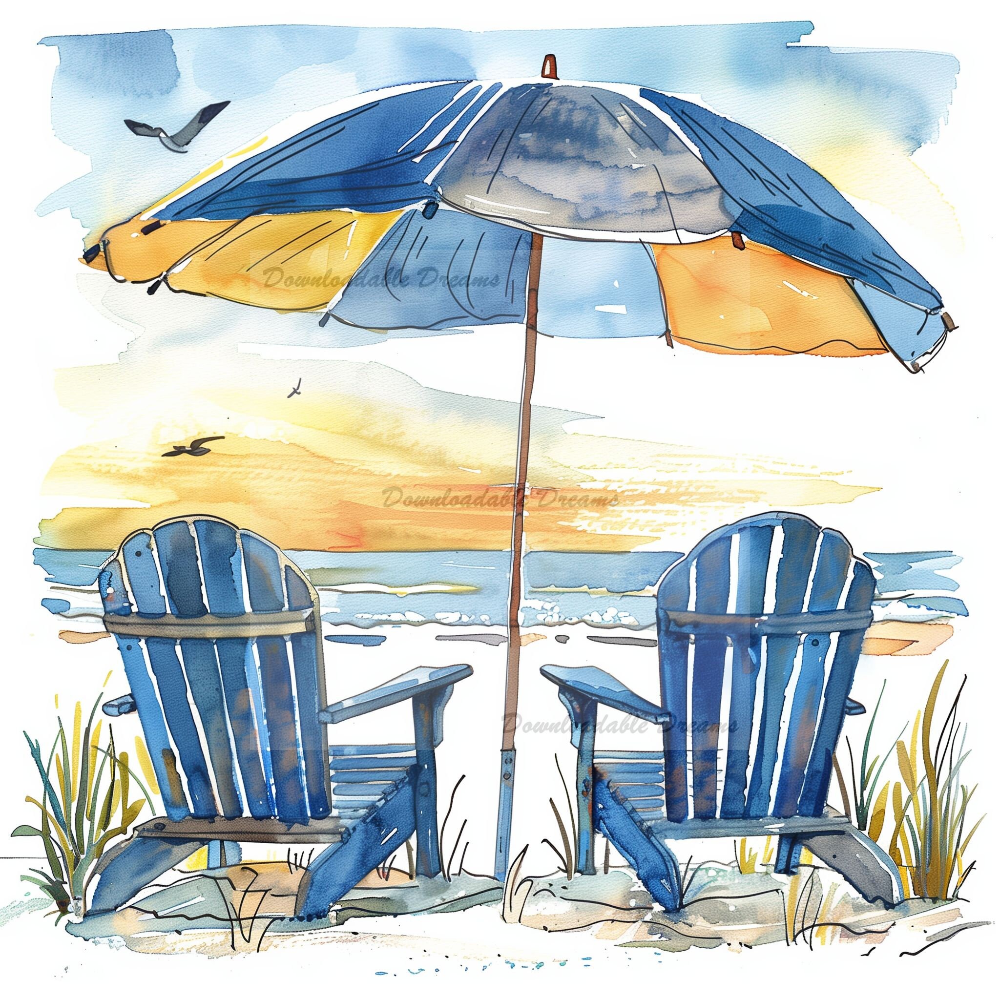Adirondack Chair Beach Watercolor Clipart Bundle (digital Download) - Etsy