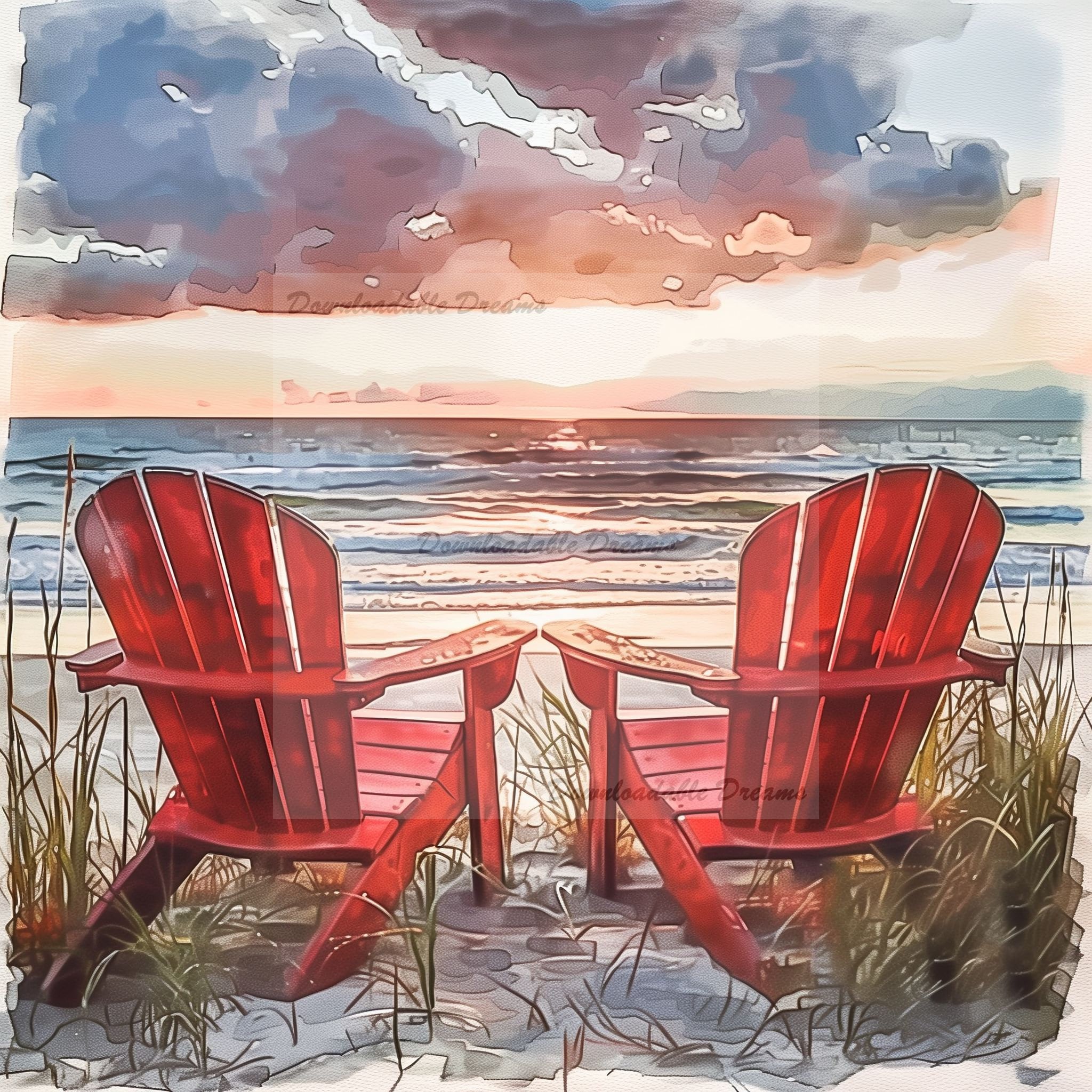 Adirondack Chair Beach Watercolor Clipart Bundle (digital Download) - Etsy