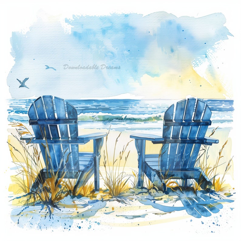 Adirondack Chair Beach Watercolor Clipart Bundle (digital Download) - Etsy