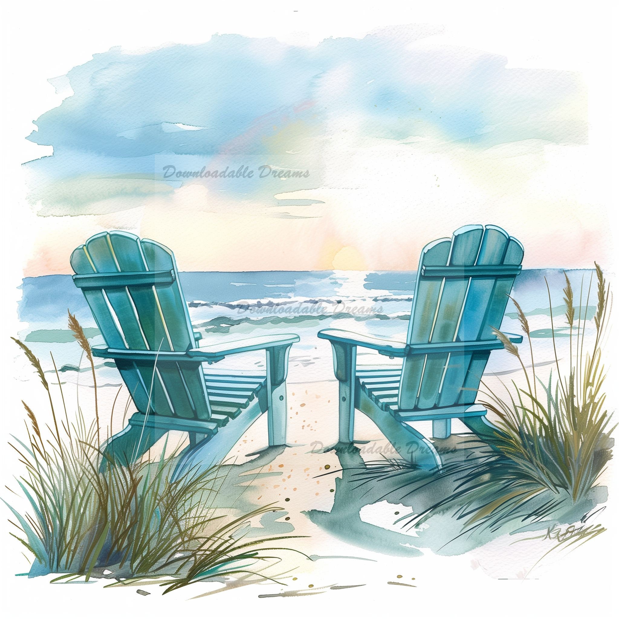 Adirondack Chair Beach Watercolor Clipart Bundle (digital Download) - Etsy  Israel, image size:2048x2048