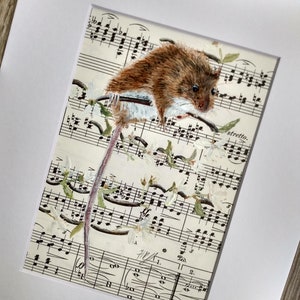 Mouse Acrylic Painting on Chopin Manuscript: Music Room Wall Art