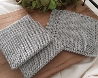 4 pc. Cotton Potholder/Dishcloth Set knit crochet
