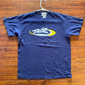 Vintage Rio Las Vegas Casino Blue Tee Shirt - Single Stitch - Made in USA - Mens size Large