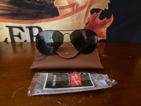 Vintage B\u0026L Ray-ban Black Pilot Shooter Aviator Sunglasses | Etsy