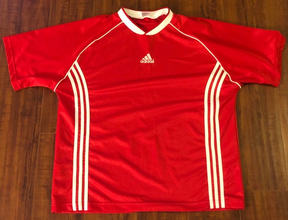 Vintage ADIDAS 90s Football Soccer Jersey Shirt Red M… - Gem