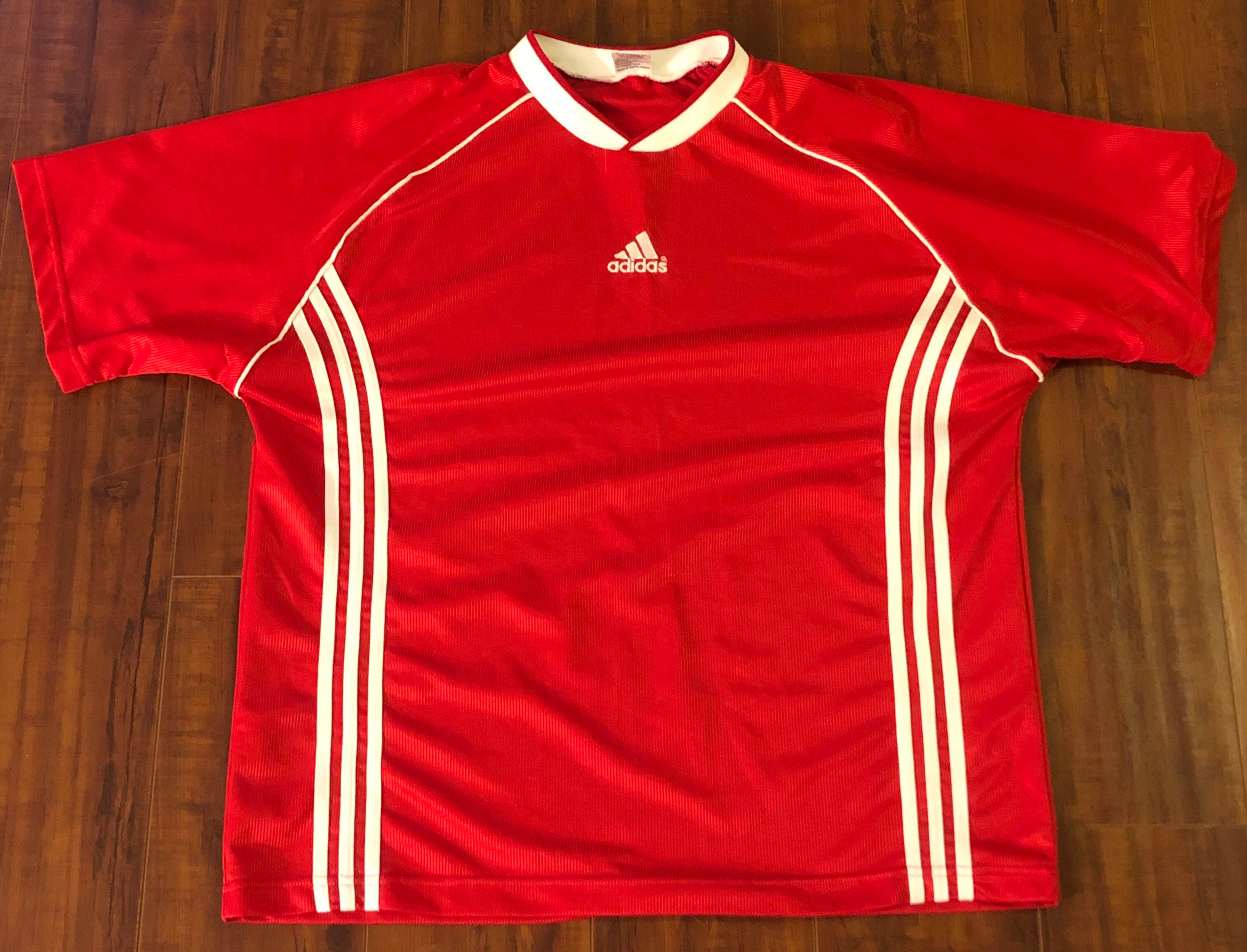 Vintage ADIDAS 90s Football Soccer Jersey Shirt Red Mens Sz XL - Etsy UK