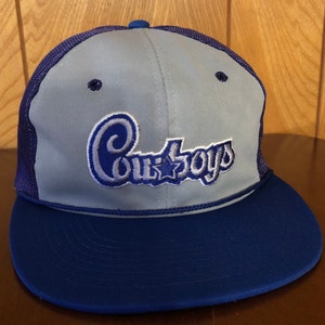 VTG Dallas Cowboys Sports Specialties Script Snapback Hat 80’s Trucker Mesh 90’s Silver Blue OSFA