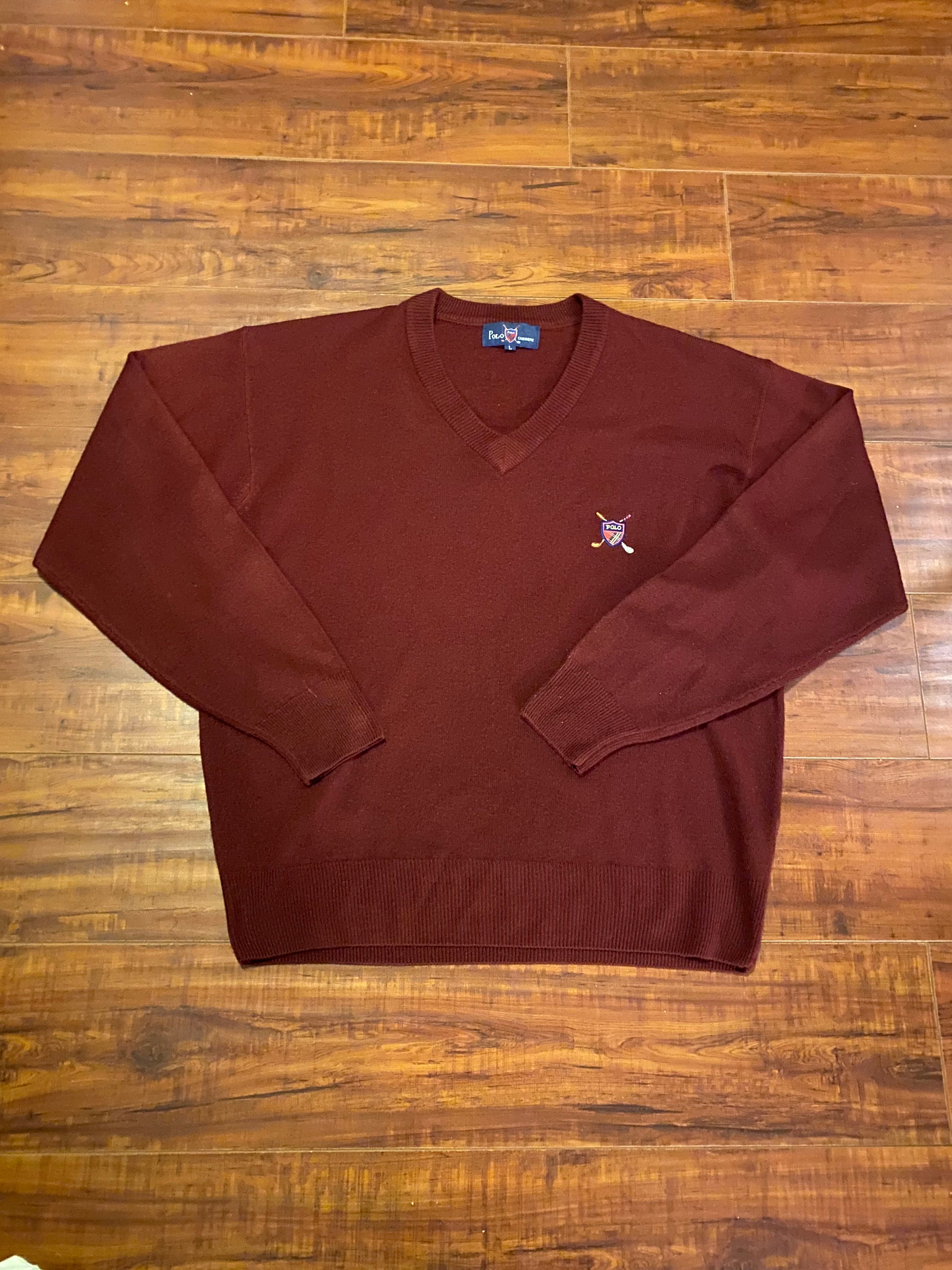Vintage Polo Ralph Lauren Rare Golf V-neck Maroon Cashmere - Etsy