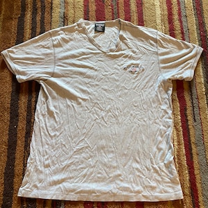 Vintage Polo by Ralph Lauren Gray Striped Tee Shirt Made in USA Mens size Medium