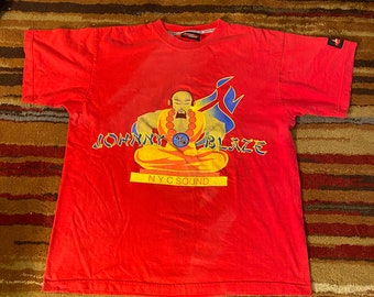 Vintage 90s Johnny Blaze Hip Hop NYC New York Wu-Tang Red Tee Shirt Made in USA