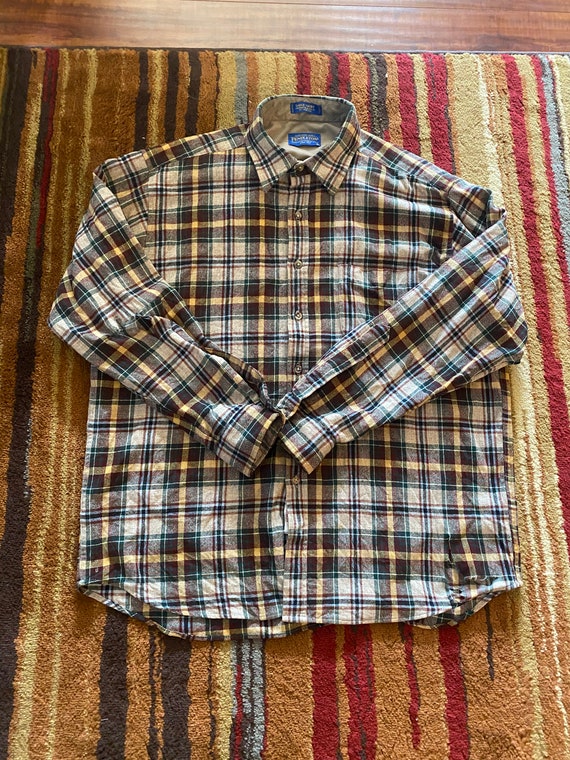 Vintage Pendleton Wool Long Sleeve Plaid Button U… - image 1