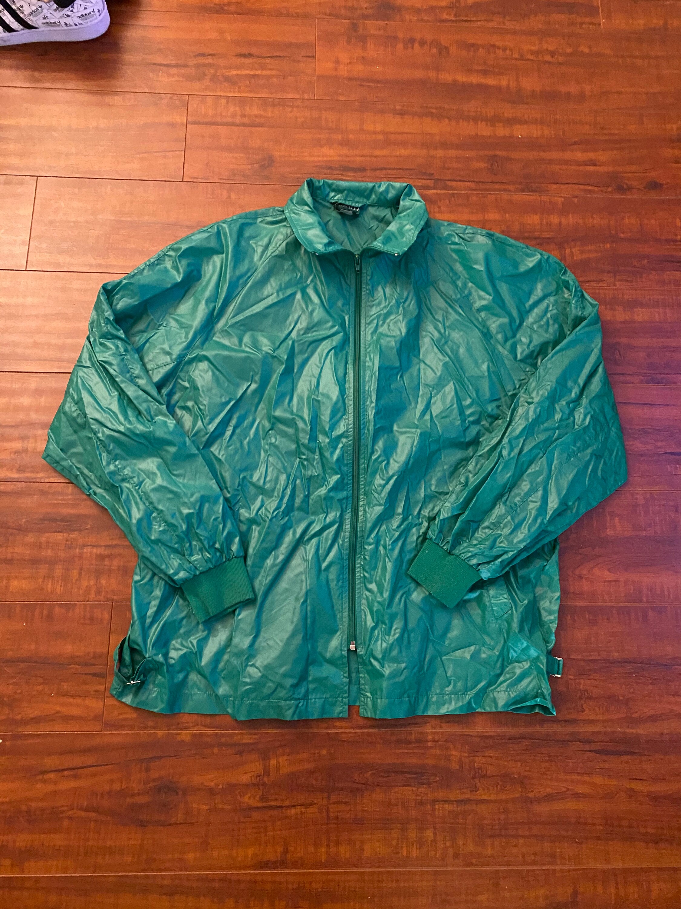 Vintage 80s Izod Green Full Zip Rain Windbreaker Mens size | Etsy
