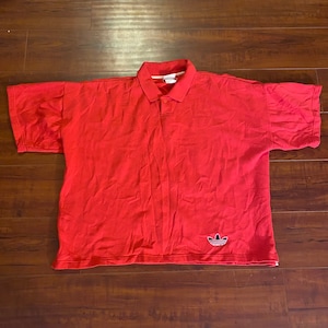 Vintage 70s Adidas Red Polo Rugby Shirt - Measurements Provided!