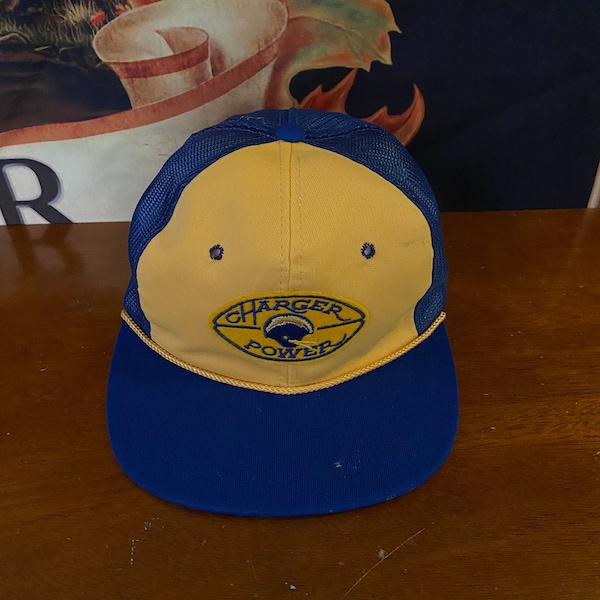 Vintage Sport Specialties Chargers Football NFL Blue & Yellow Mesh Snapback Hat