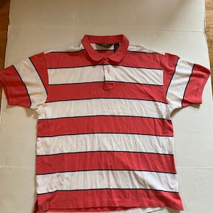 Vintage 90s Eddie Bauer Multicolor Striped Polo Rugby Shirt - Mens size XL