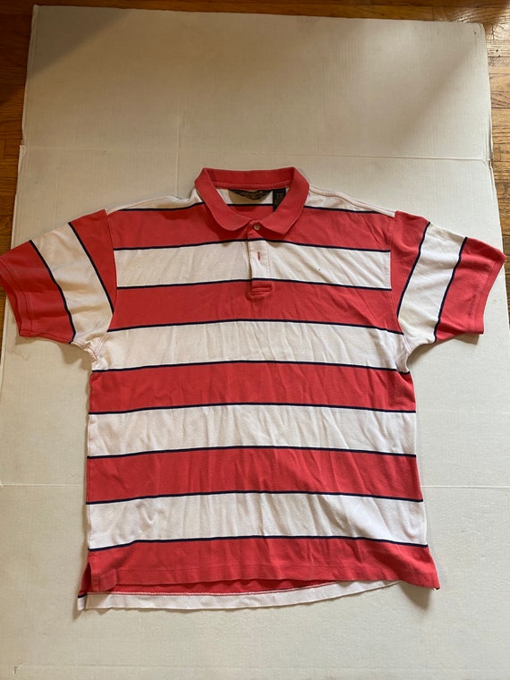 Vintage 90s Eddie Bauer Multicolor Striped Polo Rugby Shirt - Mens