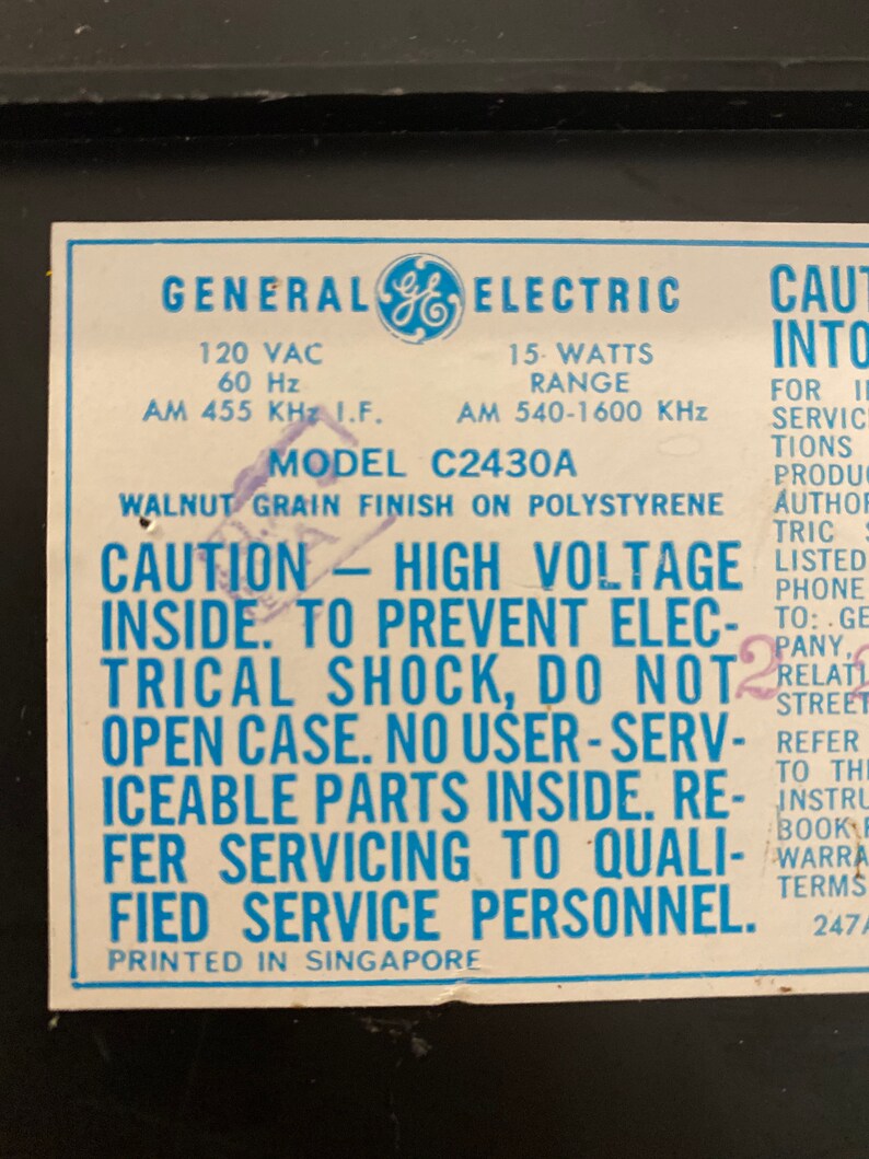 Vintage GE General Electric C2430A Alarm Clock Radio Tested /& Working!