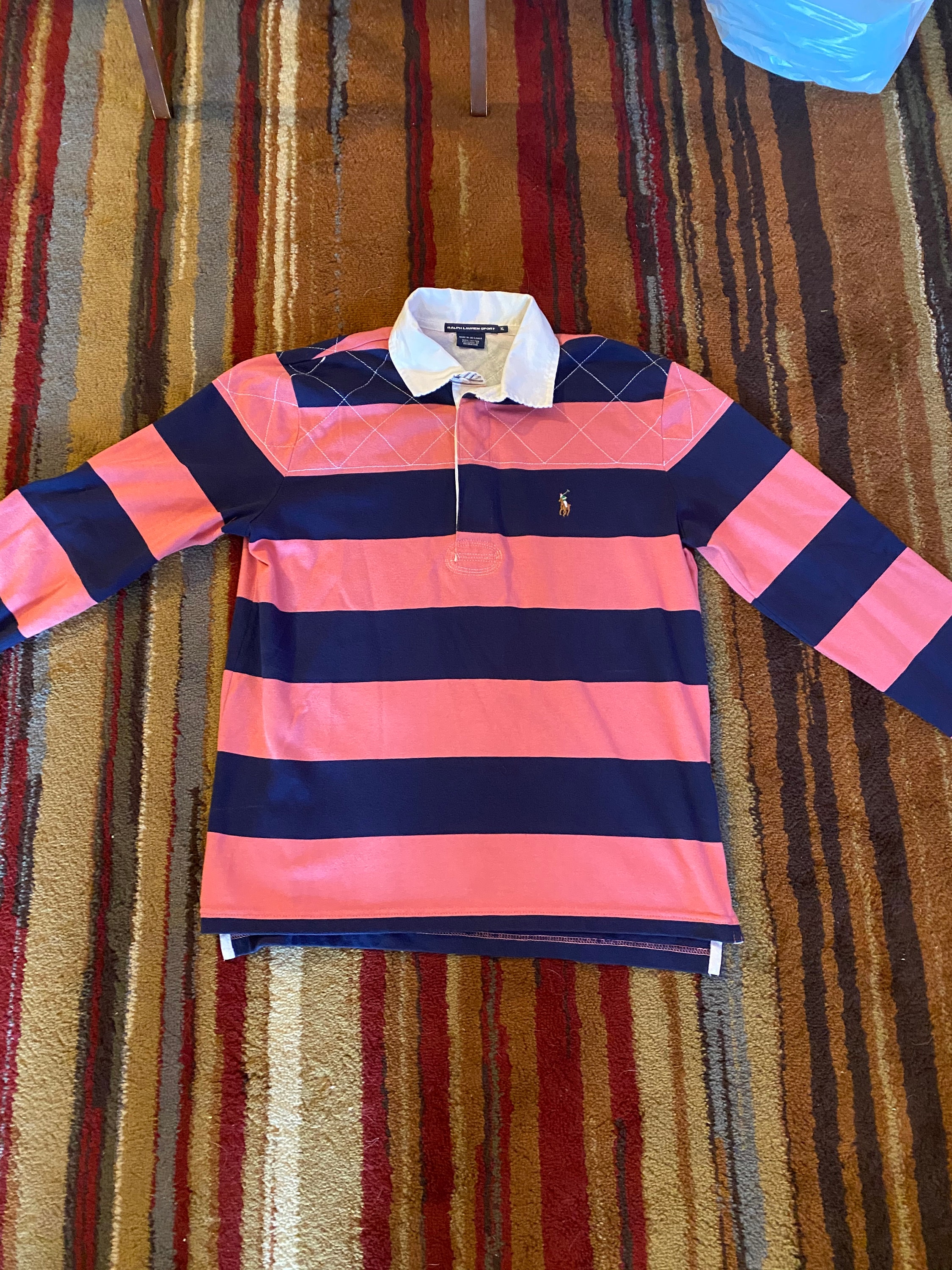 Vintage Polo Ralph Lauren Pink & Blue Striped Long Sleeve Polo - Etsy Polska