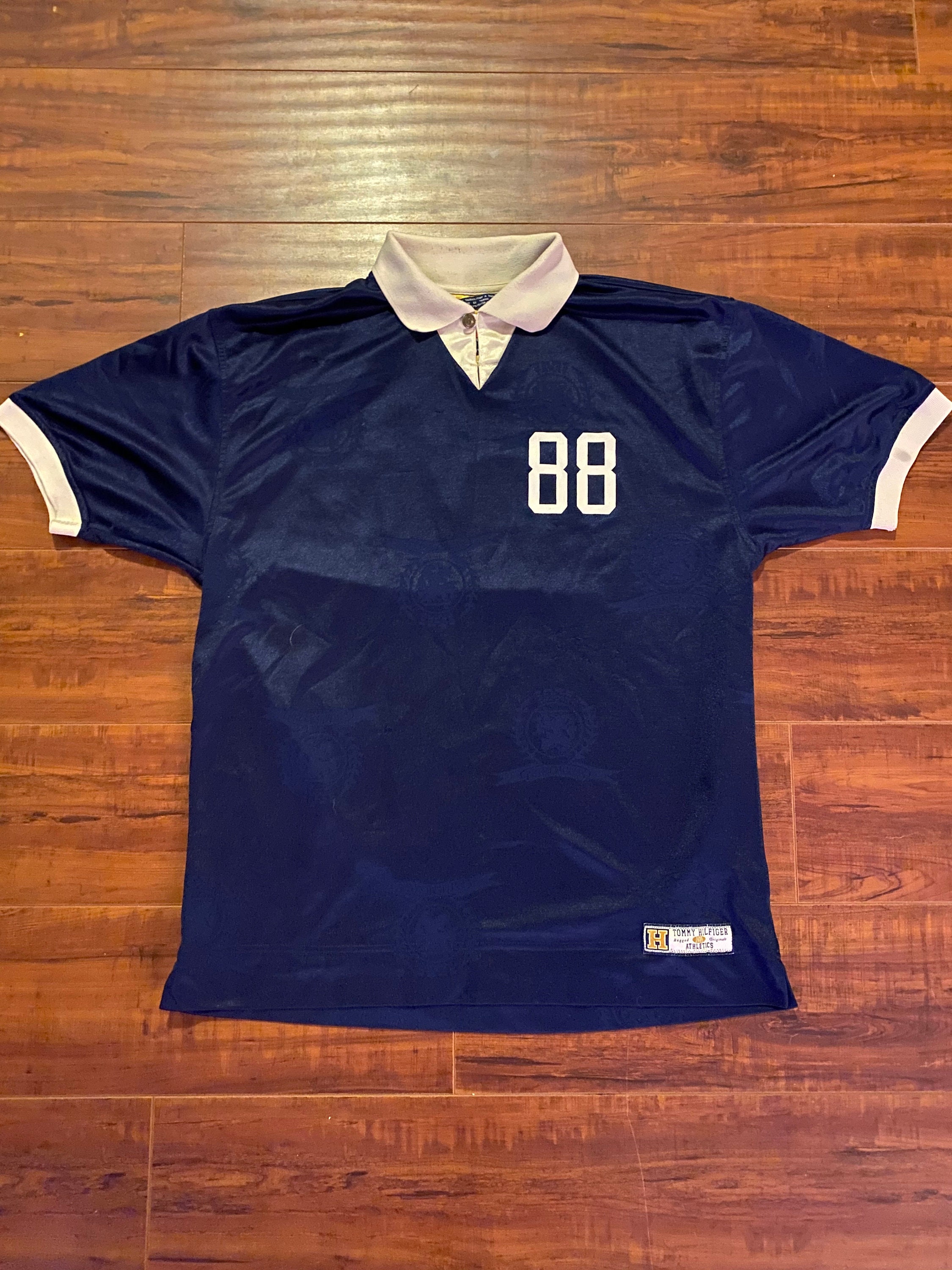 VTG Tommy Hilfiger USA Mens Athletics Blue T-Shirt Jersey Style Adult Size  XL