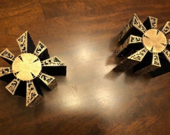 HEAVYWEIGHT Painted Hellraiser Functional Puzzle Box with Antique Gold Rub, PLA, Stand included