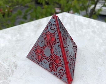 PAINTED Hellraiser Inspired PLA Triangle (Engine Red with Pewter)