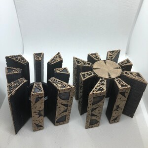 Painted Hellraiser Inspired Functional Puzzle Box Lament Configuration, Black with Antique Gold Rub, made of PLA image 6