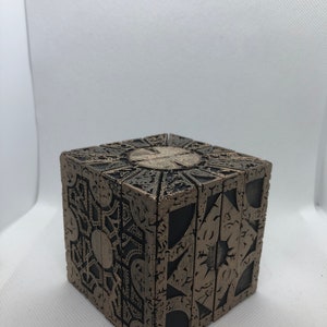 Painted Hellraiser Inspired Functional Puzzle Box Lament Configuration, Black with Antique Gold Rub, made of PLA image 5