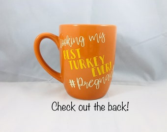 Thanksgiving Pregnancy Announcement little turkey coffee mug #pregnant holiday pregnancy announcement unique pregnancy announcement new mom