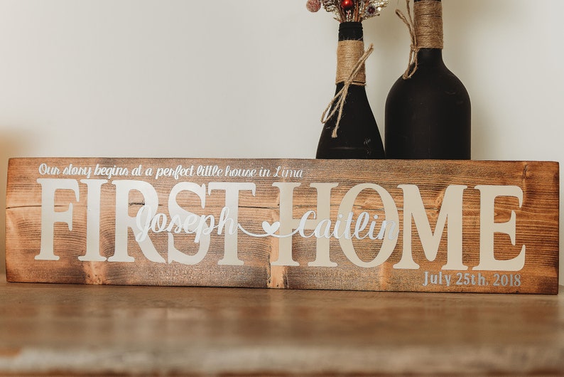 Our First Home Sign, Housewarming Gift, Gift for New Home Owner, First Home Gift, Family Sign, Personalized Sign for New Home, Gift for Home image 3