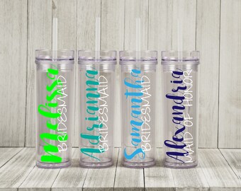 Bridesmaid Gift Idea, Custom Tumbler, Personalized Cup, Bridesmaid Tumbler, Bridesmaid Gift, Skinny Tumbler, Wedding Bridemaid Proposals