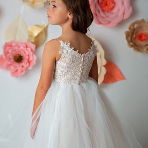 Lace Tulle Wedding Flower Girl Dress / Birthday Party Dress / Girls ...