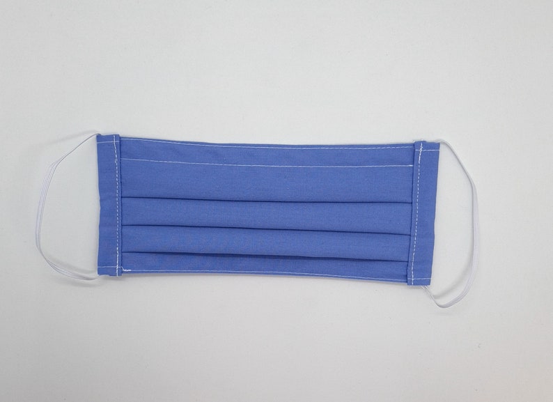Blue Pleated Face Mask Washable With Nose Wire and Pocket Etsy