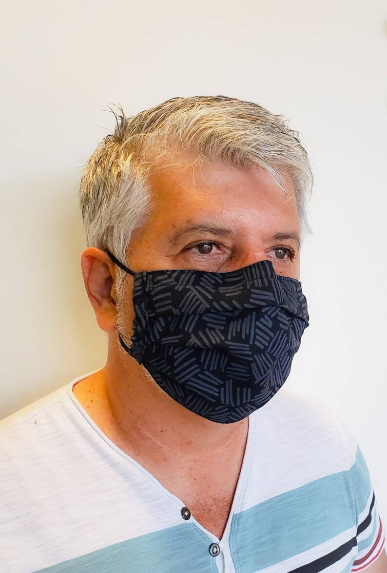 Blue Pleated Face Mask Washable With Nose Wire and Pocket Etsy