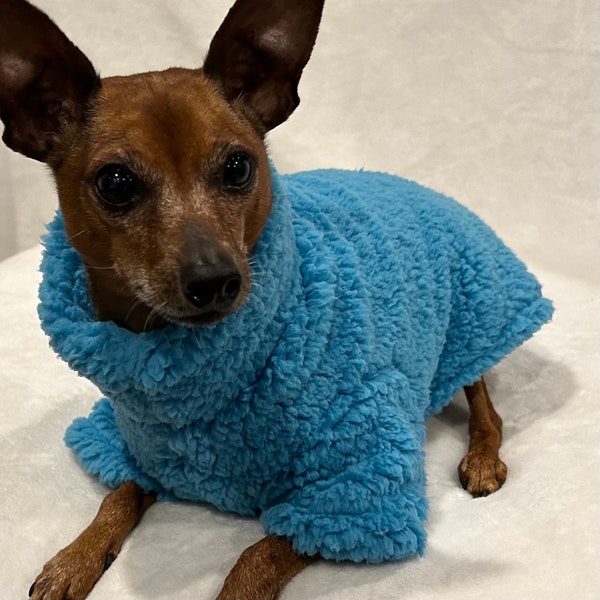 Wooly Jumper - Blue - Small breed dog coat