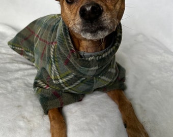 Green plaid poncho - Small Breed Dog Coat