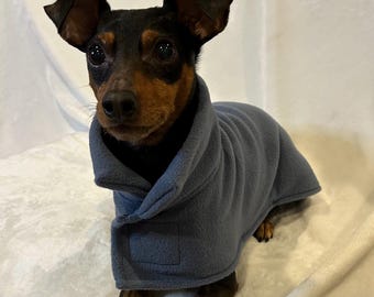 Adjustable comfort wrap poncho- Dog Coat - Small Breed dog sweater - gray blue