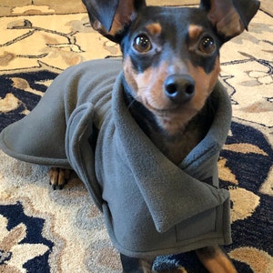 Adjustable comfort wrap poncho- Dog Coat - Small Breed dog sweater - gray