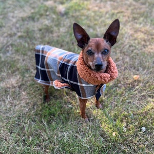 Adjustable comfort wrap poncho - Sherpa lined flannel - Dog Coat - Small Breed dog sweater